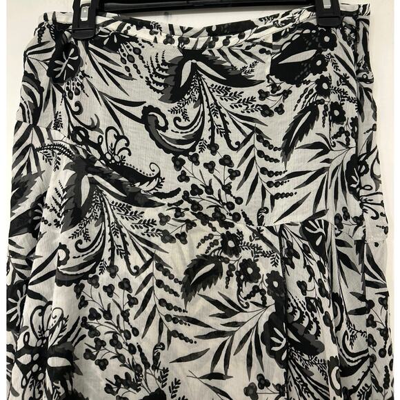Apt 9 Y2K White & Black Floral Asymmetrical Ruffle Hem Midi Skirt Whimsigoth 10 - Picture 5 of 12